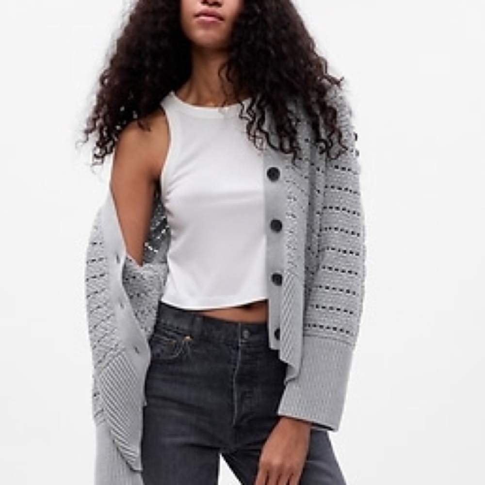 GAP 24/7 Split-Hem Crochet Cardigan